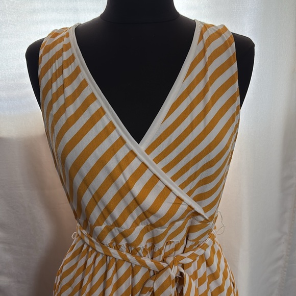 Striped Yellow and White Wrap Dress - Picture 3 of 6